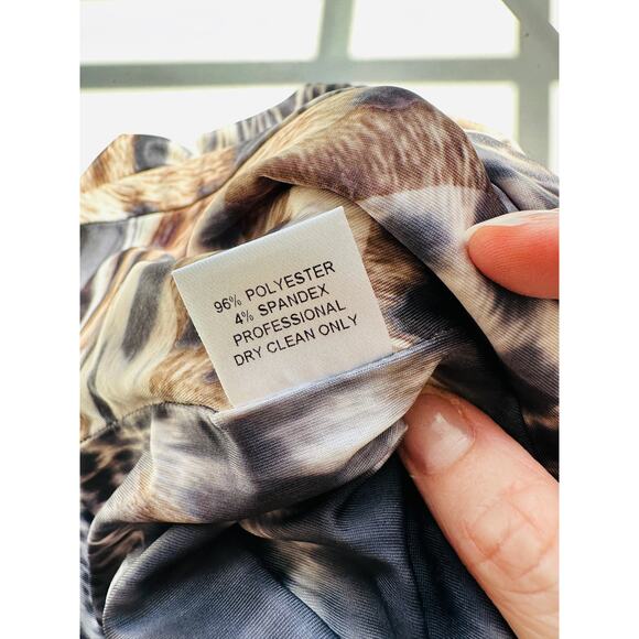 Torn by Ronny Kobo Black White Brown Animal Print Long Sleeve Bodycon Dress S - Picture 9 of 12